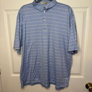 Peter Millar Blue Striped Polo Shirt Size Large, GUC